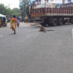 A damaged manhole in the middle of the road is not being replaced Near Innespeta at VT Junior College in Rajahmundry.