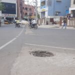 Uncovered manhole in the middle of the road Near Gokavaram Bus Stop at Aryapuram in Rajamahendravaram.
